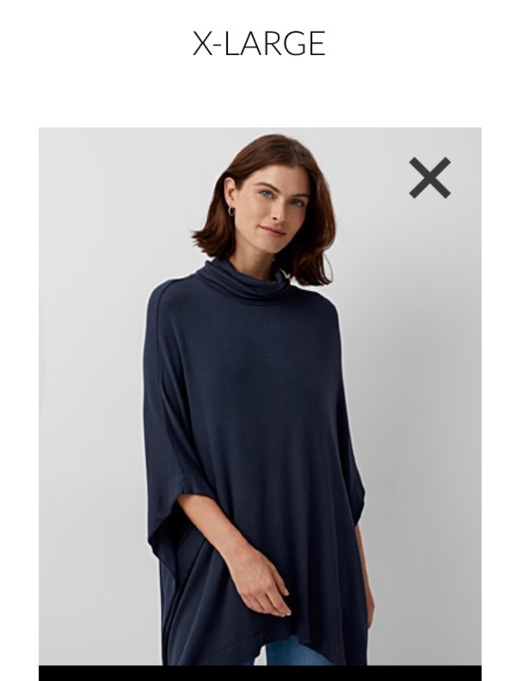 Simons Navy Draped Turtleneck Poncho Sweater